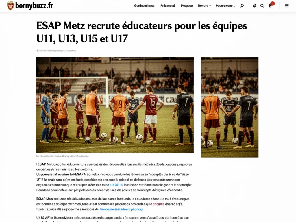 ESAP Metz recrute éducateurs pour les équipes U11, U13, U15 et U17