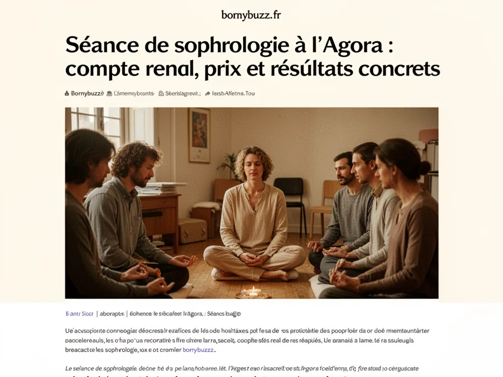 Séance de sophrologie à l'Agora : compte rendu, prix et résultats concrets