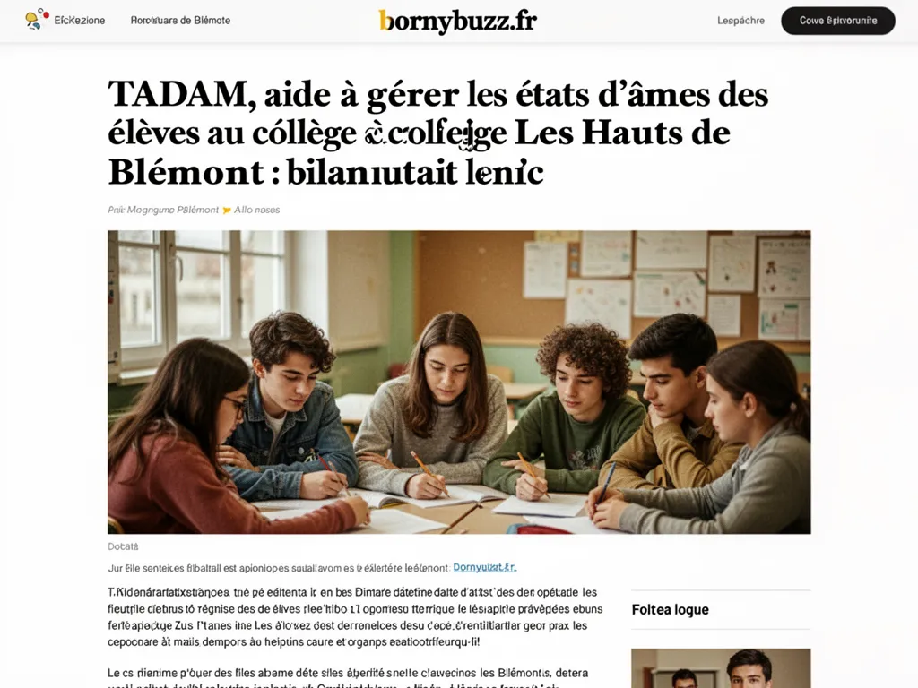 TADAM, aide à gérer les états d'âmes des élèves au collège Les Hauts de Blémont : bilan local