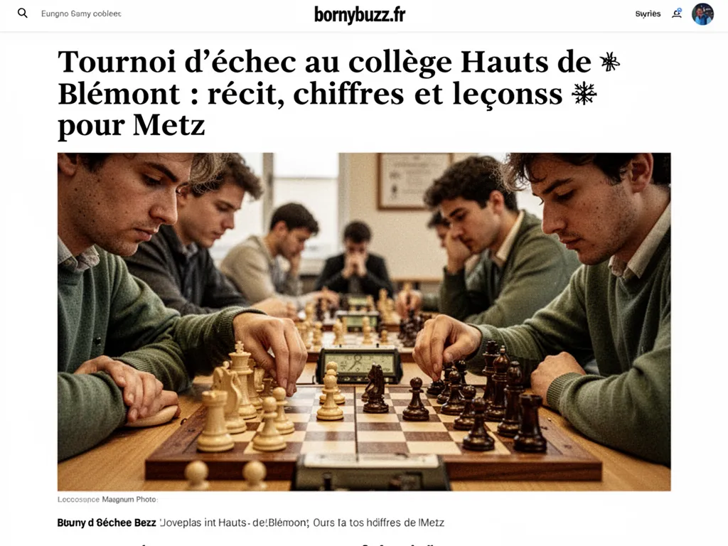 Tournoi d'échec au collège Hauts de Blémont : récit, chiffres et leçons pour Metz