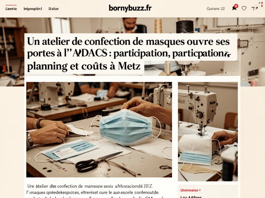 Un atelier de confection de masques ouvre ses portes à l'ADACS : participation, planning et coûts à Metz