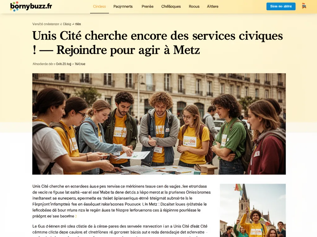 Unis Cité cherche encore des services civiques ! : Rejoindre pour agir à Metz