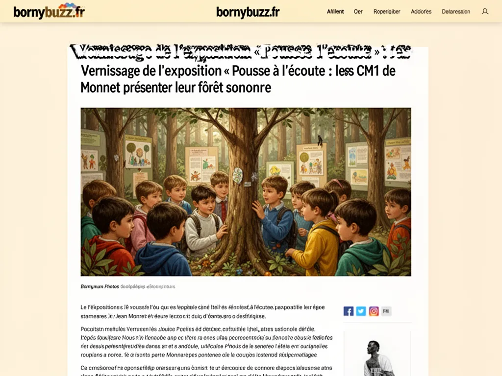 Vernissage de l'exposition « Pousse à l'écoute » : les CM1 de Jean Monnet présentent leur forêt sonore