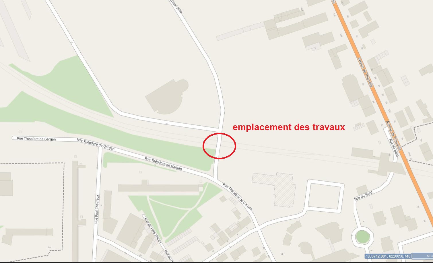 Travaux rue Théodore de Gargan et rue des Intendants Joba